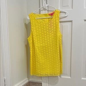 Lilly Pulitzer Yellow Eyelet Sleeveless Top